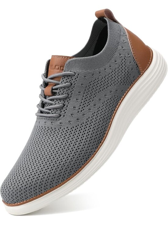 Men\'s Grey Casual Dress Sneakers Lace-Up Mesh Breathable Walking Shoes Tennis main image 6